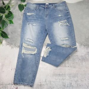 SPECIAL A LA Destroyed Cropped High Rise Straight Leg Jeans Plus Size 1X/18